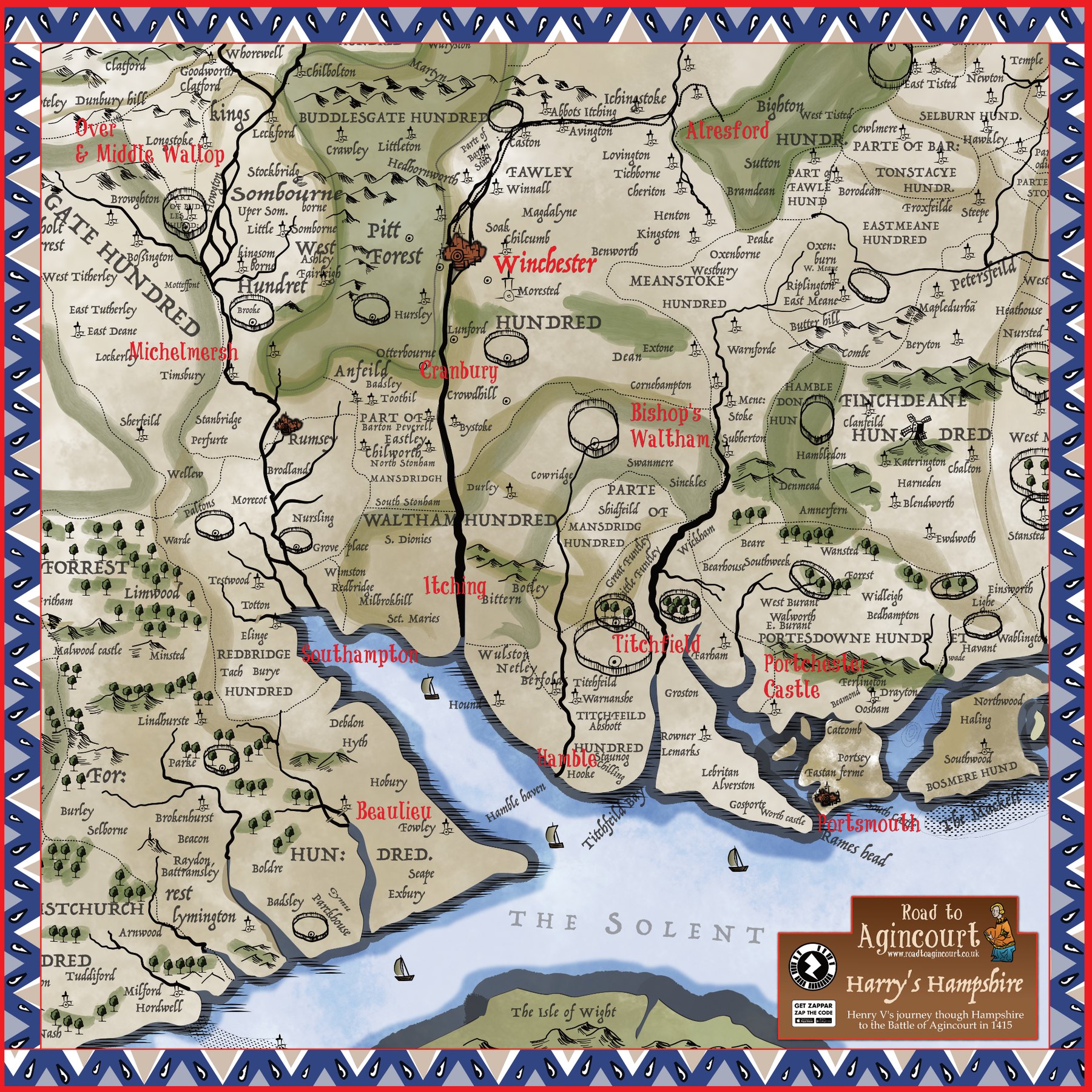 Road to Agincourt illustrated map