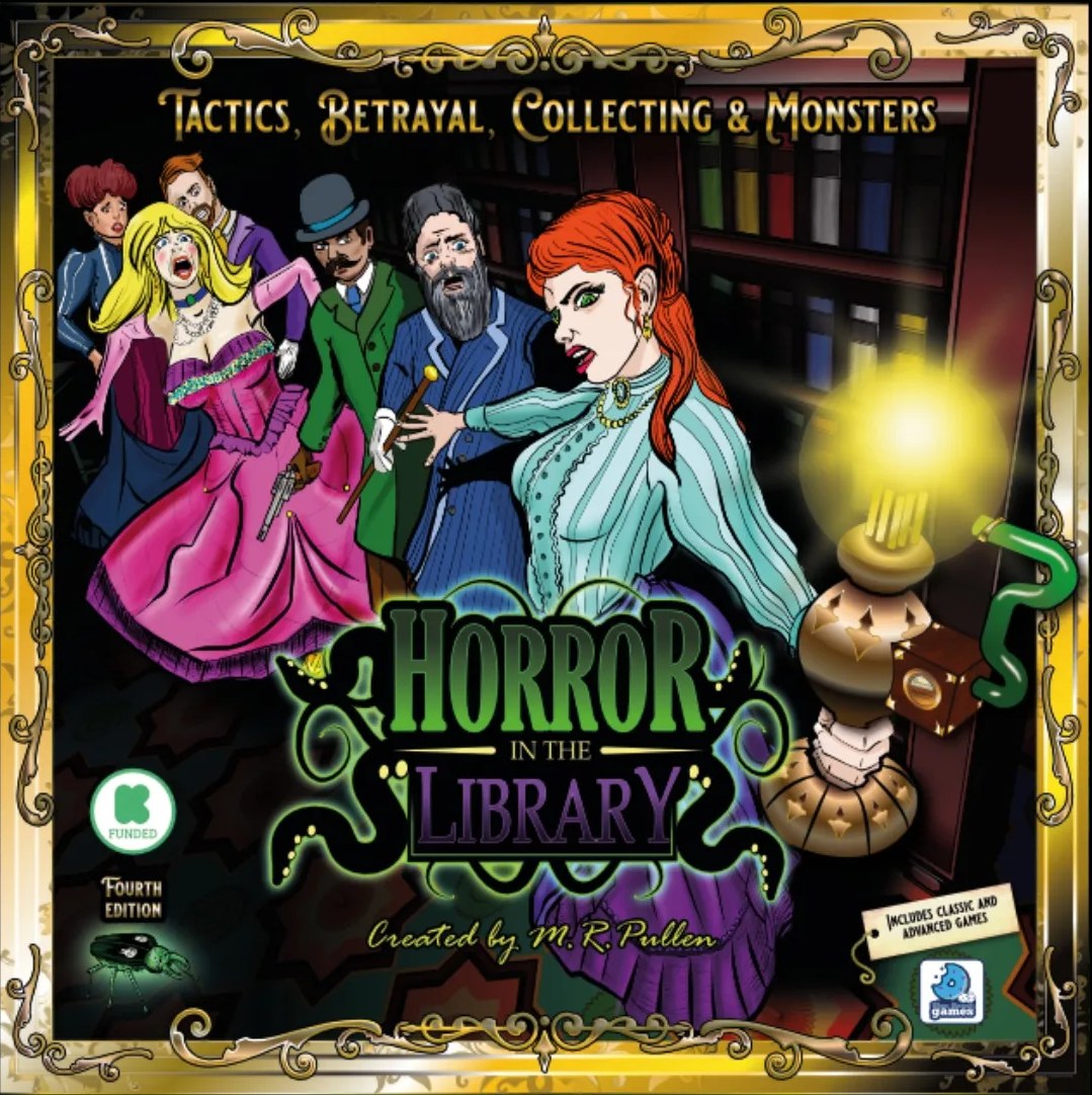Horror in the Library board game cover art