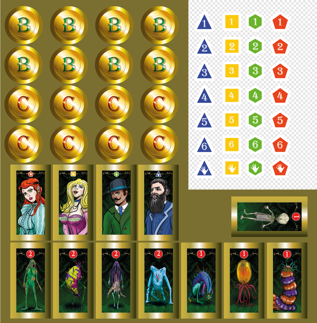 Board game components and tokens